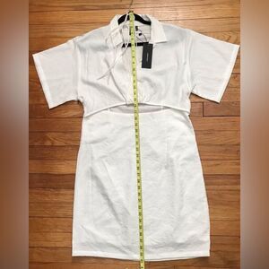 Vero Moda White mini shirt dress with cut out NWT Size XL